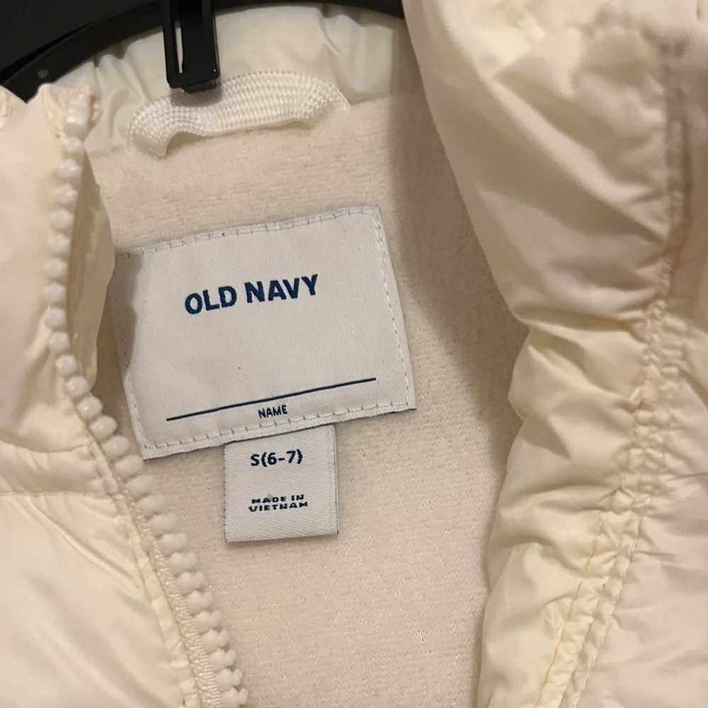 NWT OLD NAVY Cream Girls Winter Fleece Lined Puffy Vest Size S